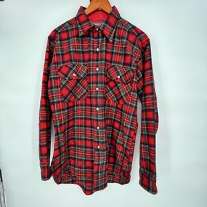 Pendleton 70s/80s MiUSA Men's Board Shirt Vintage Wool Flannel, Long Sleeve, Red